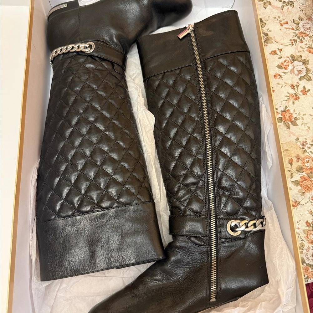 Michael Kors Black Polished Leather Tall Boots
